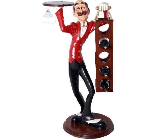 life like Skinny Waiter Statue With Wine Holder