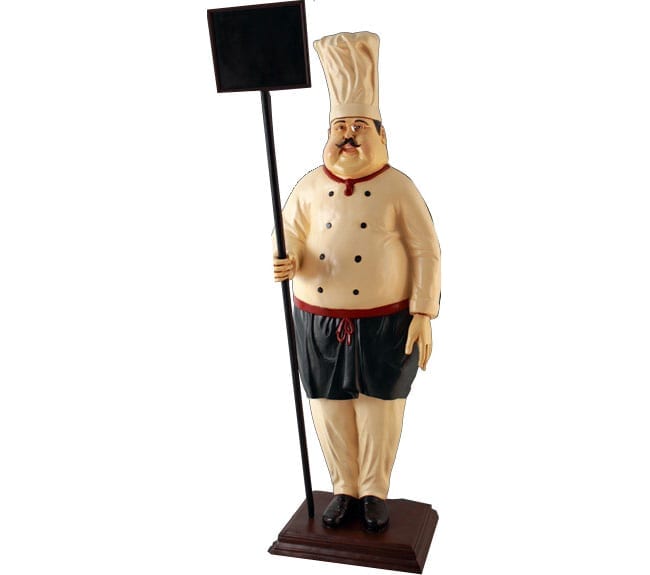 life size Cook with Sign Board Statue Standing ft
