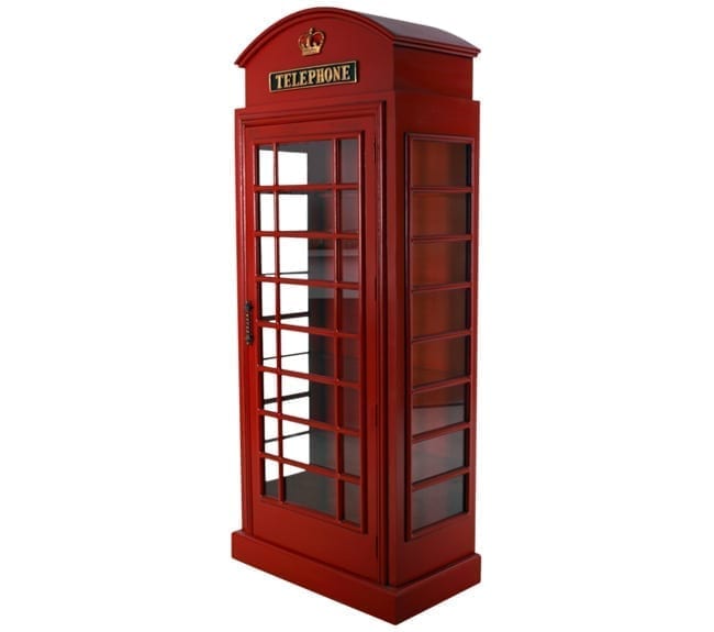 red telephone booth cabinet