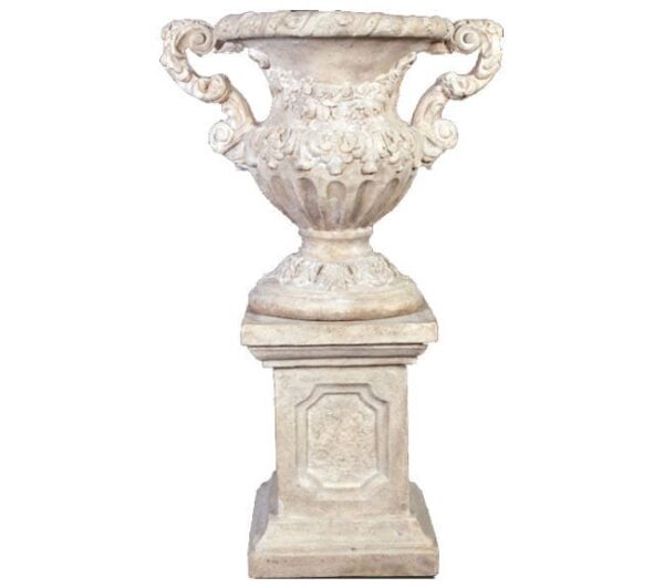 roman stone Floral Urn On Base RS