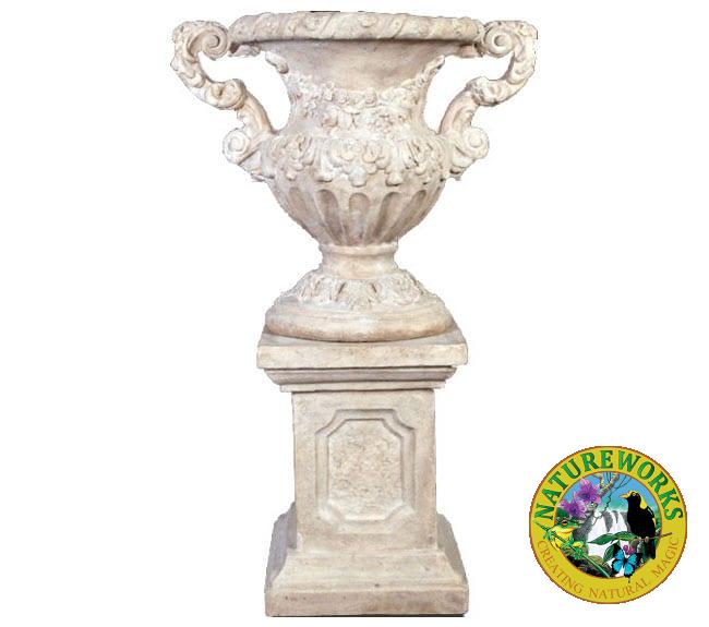 roman stone Floral Urn On Base RS