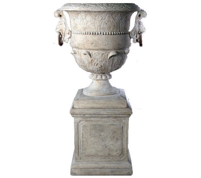 roman stone Lion Urn On Base Large RS