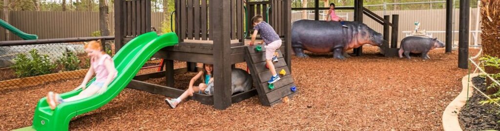 Children playing in nature playground at National Zoo