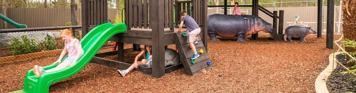 Children playing in nature playground at National Zoo