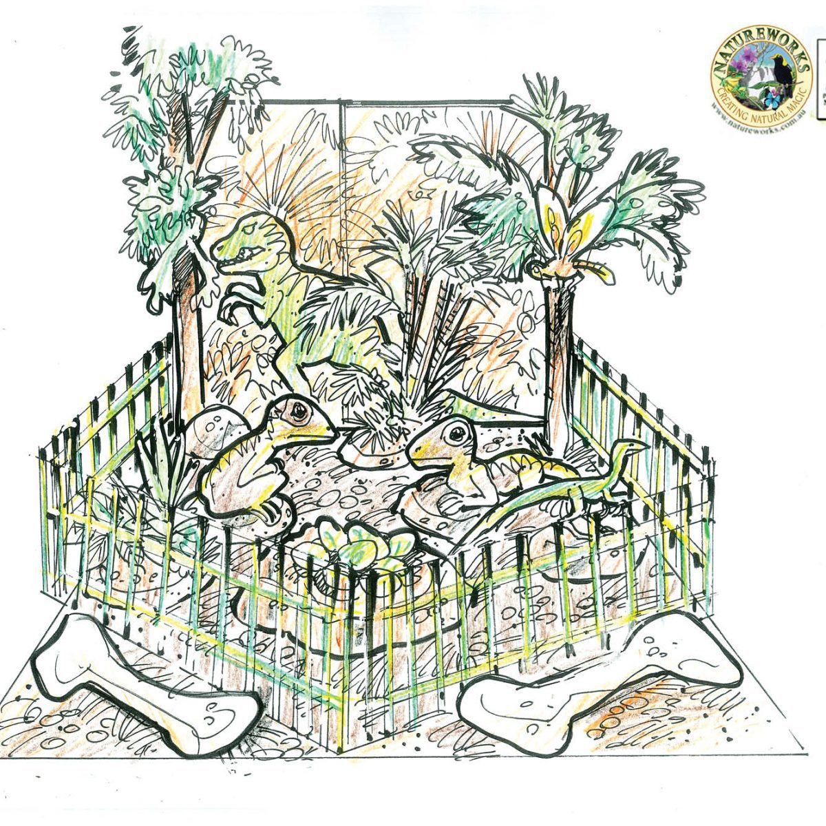 Natureworks Australia ConceptDisplaywithDinosaurNestwithEggs theropod