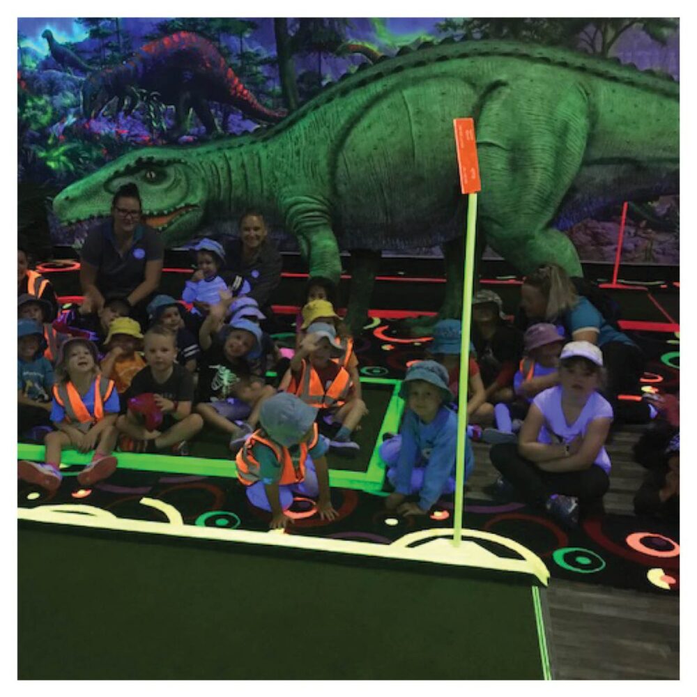 Prehistoric Themed Mini Golf Chillasaurus Glow-in-the-dark mini golf course
