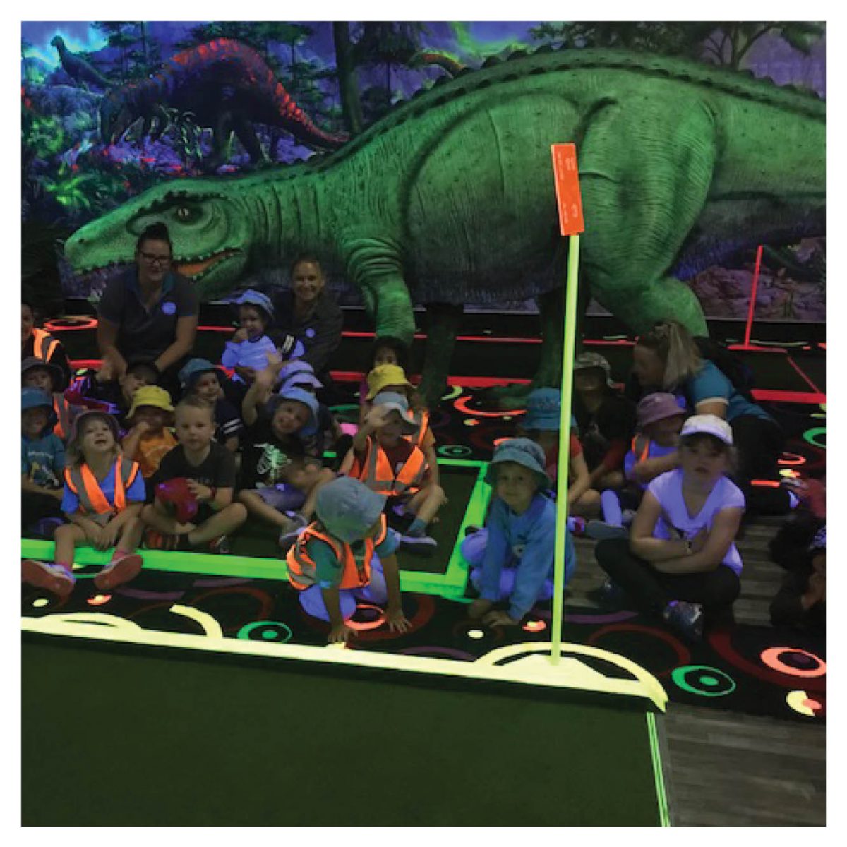 Natureworks Australia Prehistoric Themed Mini Golf Chillasaurus Glow-in-the-dark mini golf course