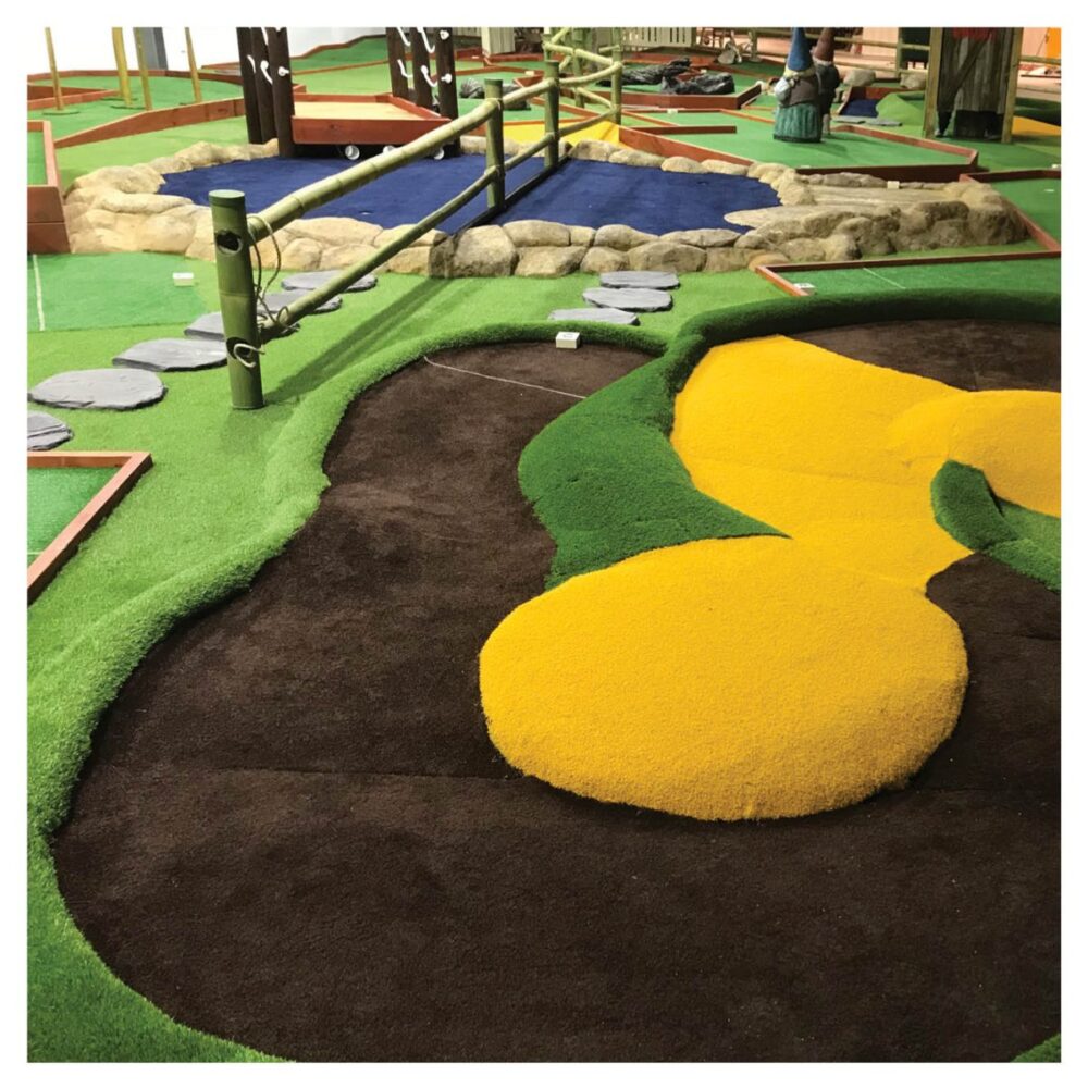 Mini Golf Theming Putt in the Park Coomera Westfield Shopping Centre grass edging - garden mini-golf theme