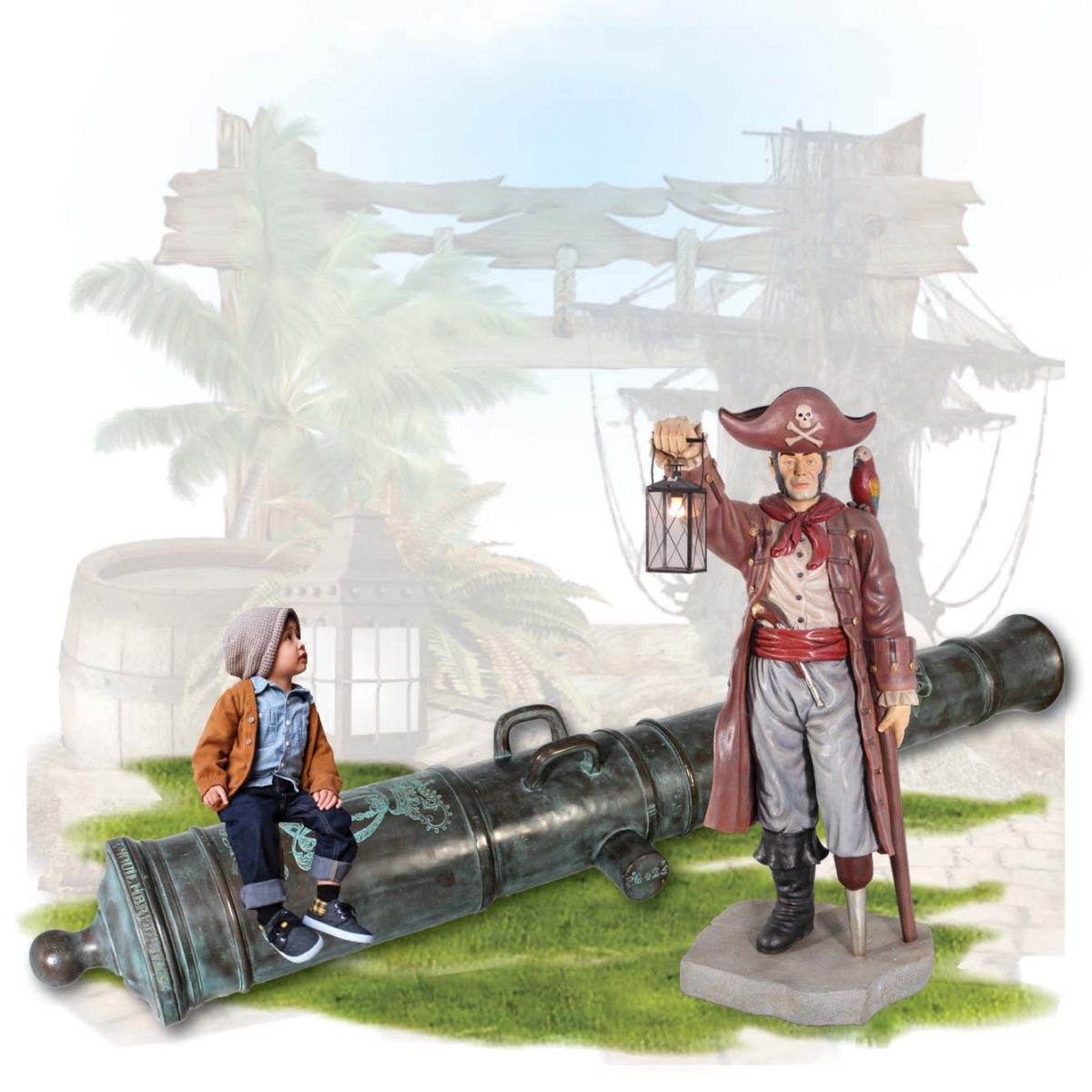 Natureworks Australia Playground Theming Pirate Play Cannon Cart Set Product Image px px