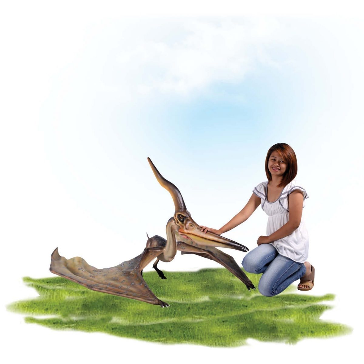 Natureworks Australia Prehistoric Dinosaur sculpture Pteranodon Ingens standing wings out Product Image V px px