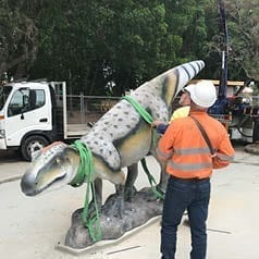 Rosewood Raptor Dinosaur installation in progress