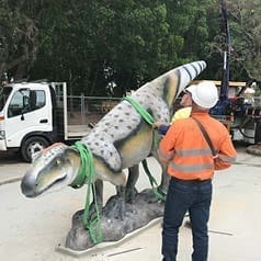 Natureworks Australia Rosewood Raptor Dinosaur installation in progress