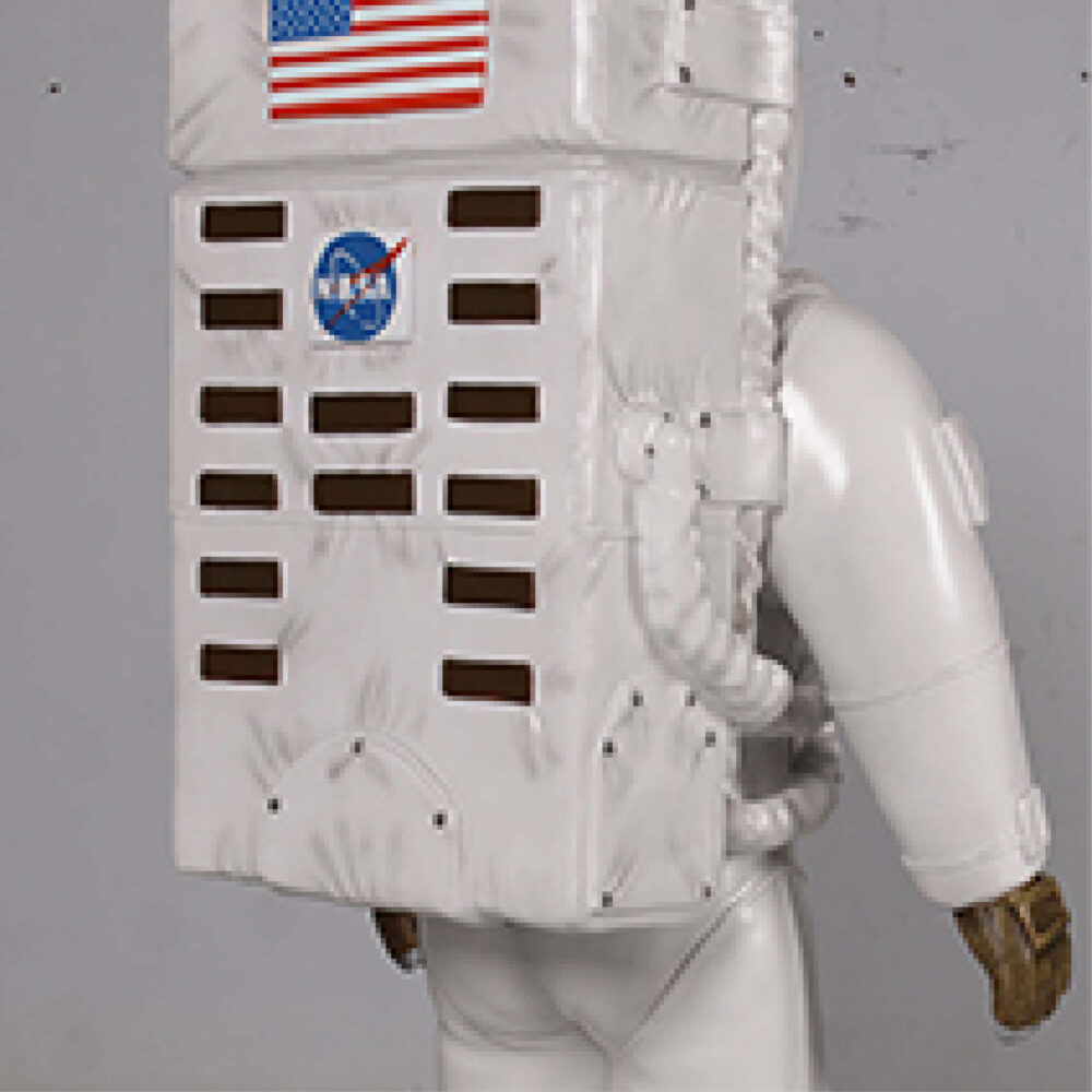 Astronaut 4ft - standing pose on base plate - themed prop - sku - 180225- rear close up view