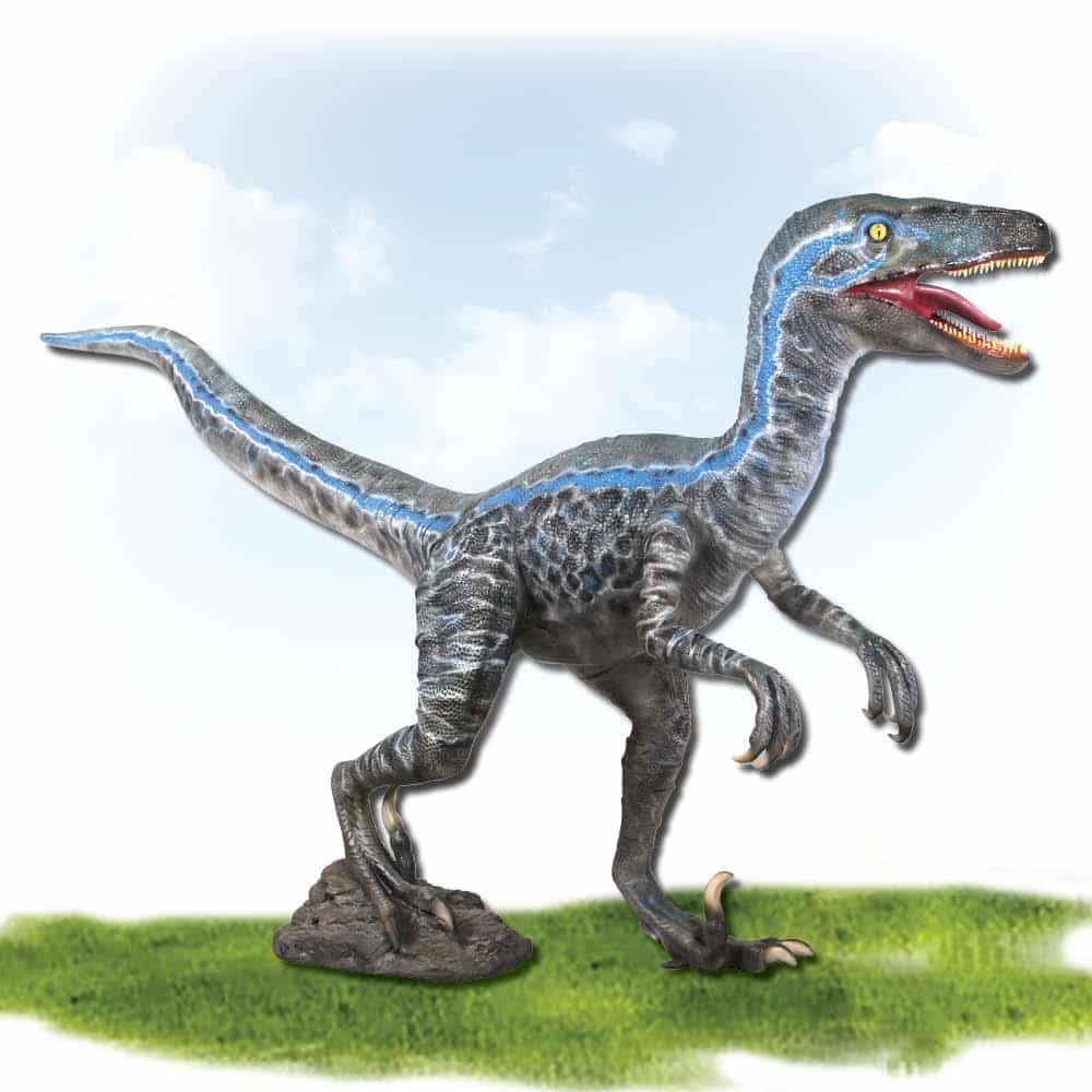 Natureworks Australia Velociraptor Blue Standing life sizestatuephoto