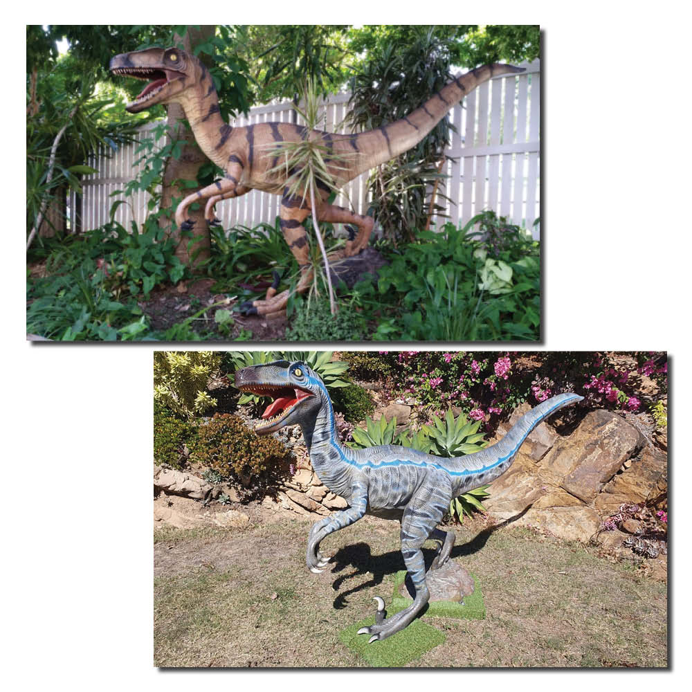 Natureworks Australia Velociraptor Blue Standing life sizestatuephoto