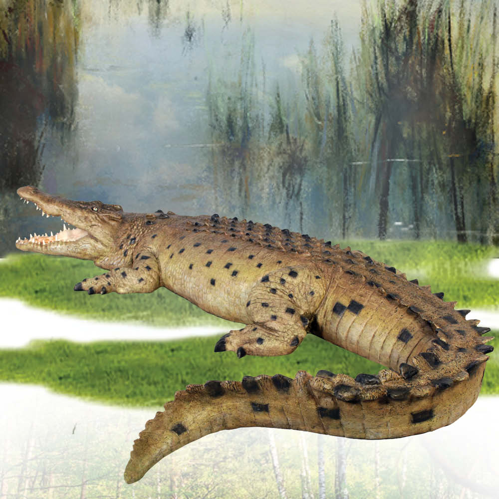 Natureworks Australia Crocodileft Mouthopen saltwaterlife sizereplicastatue