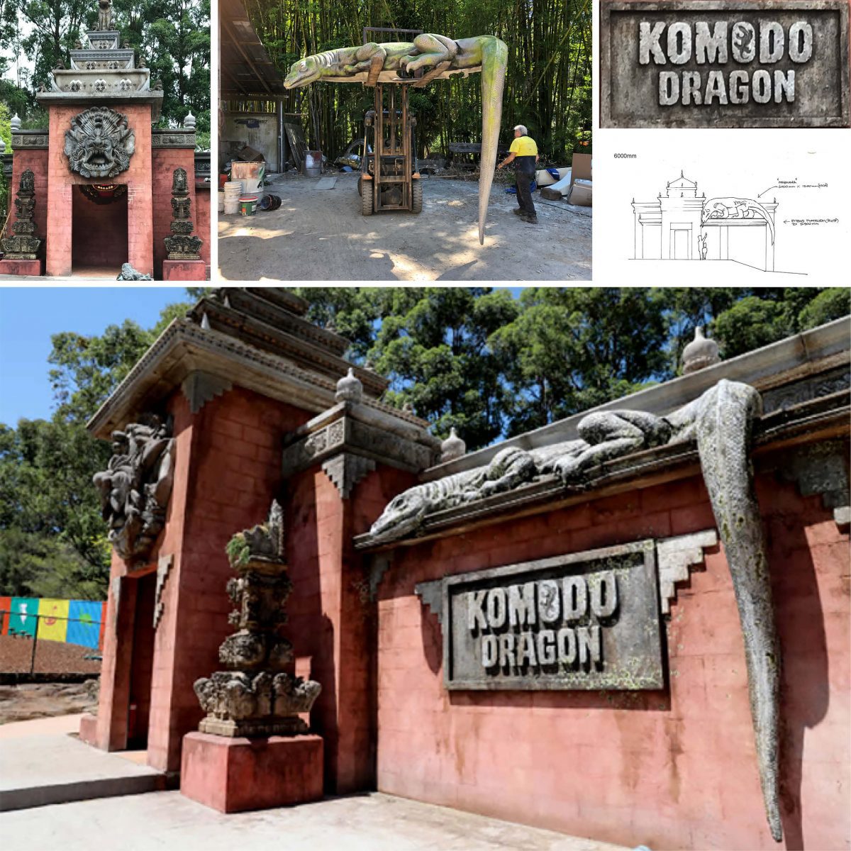 Natureworks Australia Komodo Dragon - Tail hanging - custom designed for Australian reptile park - Indonesian reptile exhibit