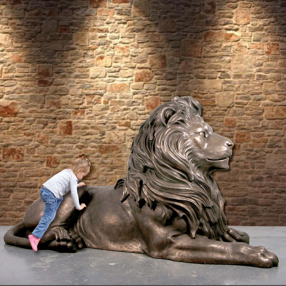 Natureworks Australia BronzeLionRestingsculpture MajesticCastle Largerthanlife size