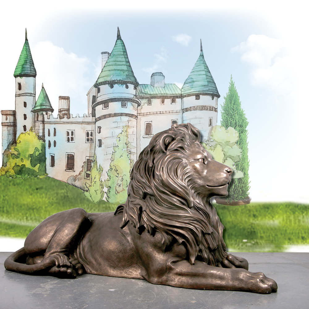 Natureworks Australia BronzeLionRestingsculpture MajesticCastle Largerthanlife size