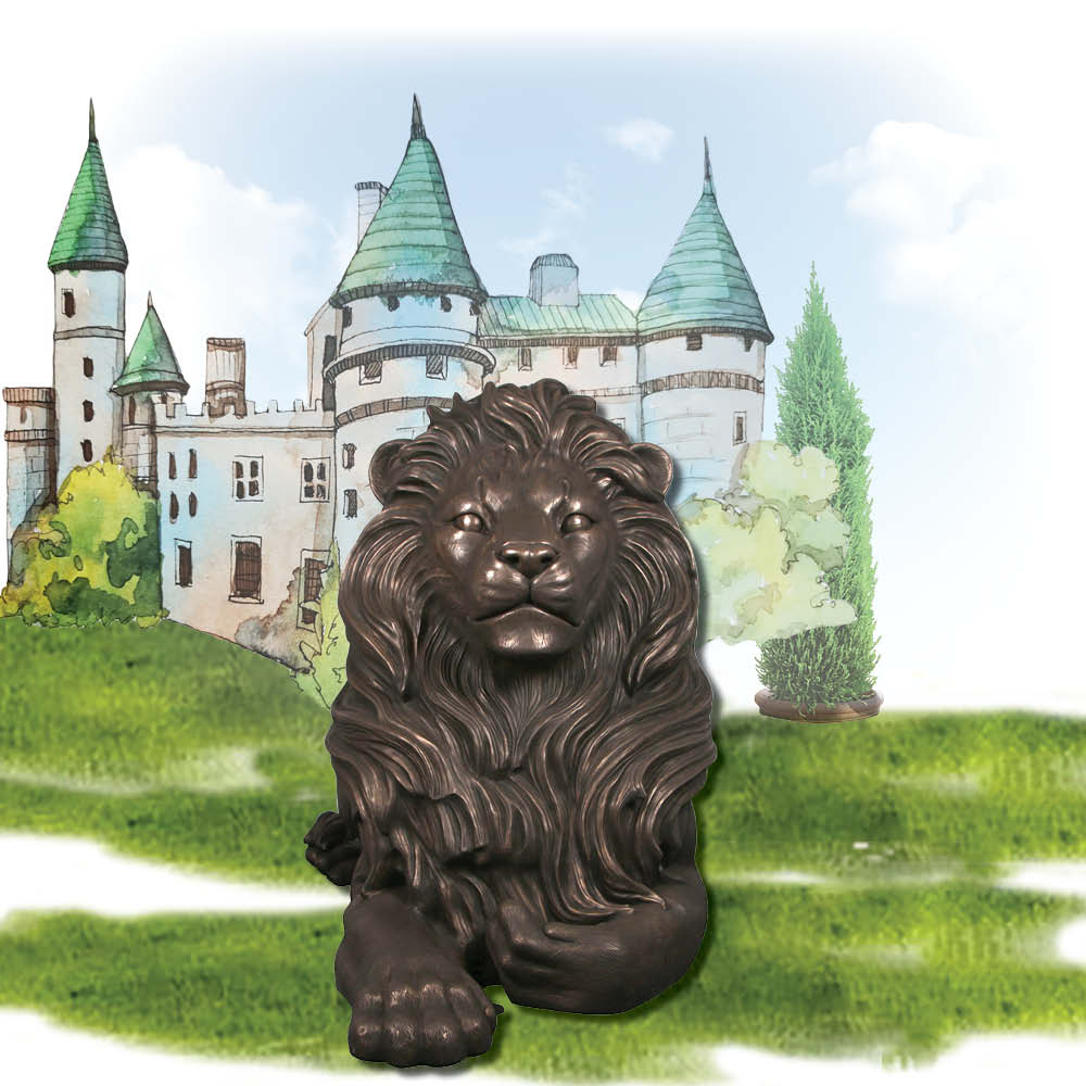 Natureworks Australia BronzeLionRestingsculpture MajesticCastle Largerthanlife size