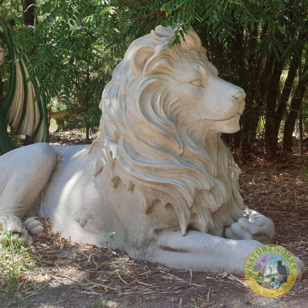 Lion Statue in resting pose - Majestic castle Roman Stone
