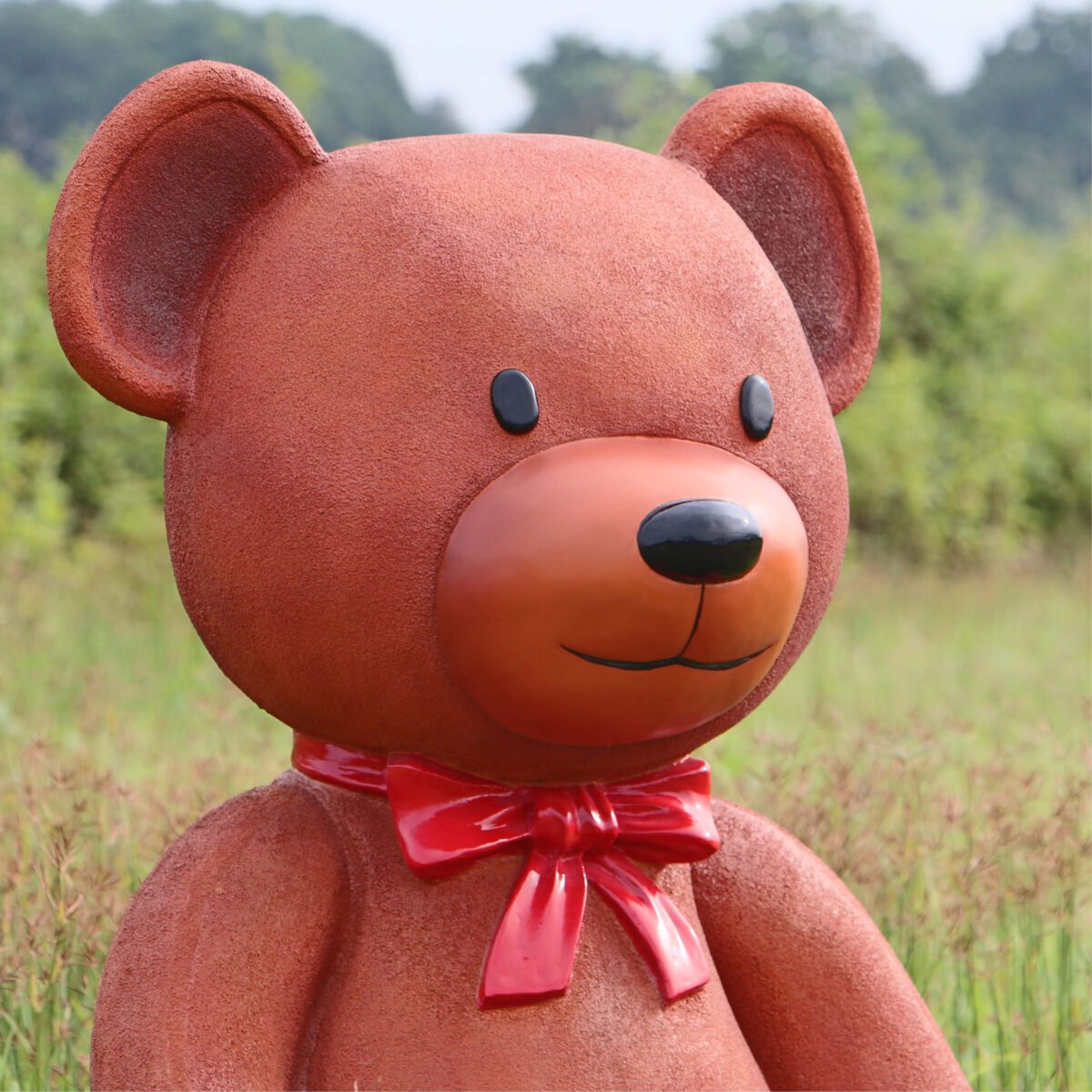 Natureworks Australia Teddy Bear - 3ft - 180057 - Showing - close up of head and shoulder with bow tow around neck