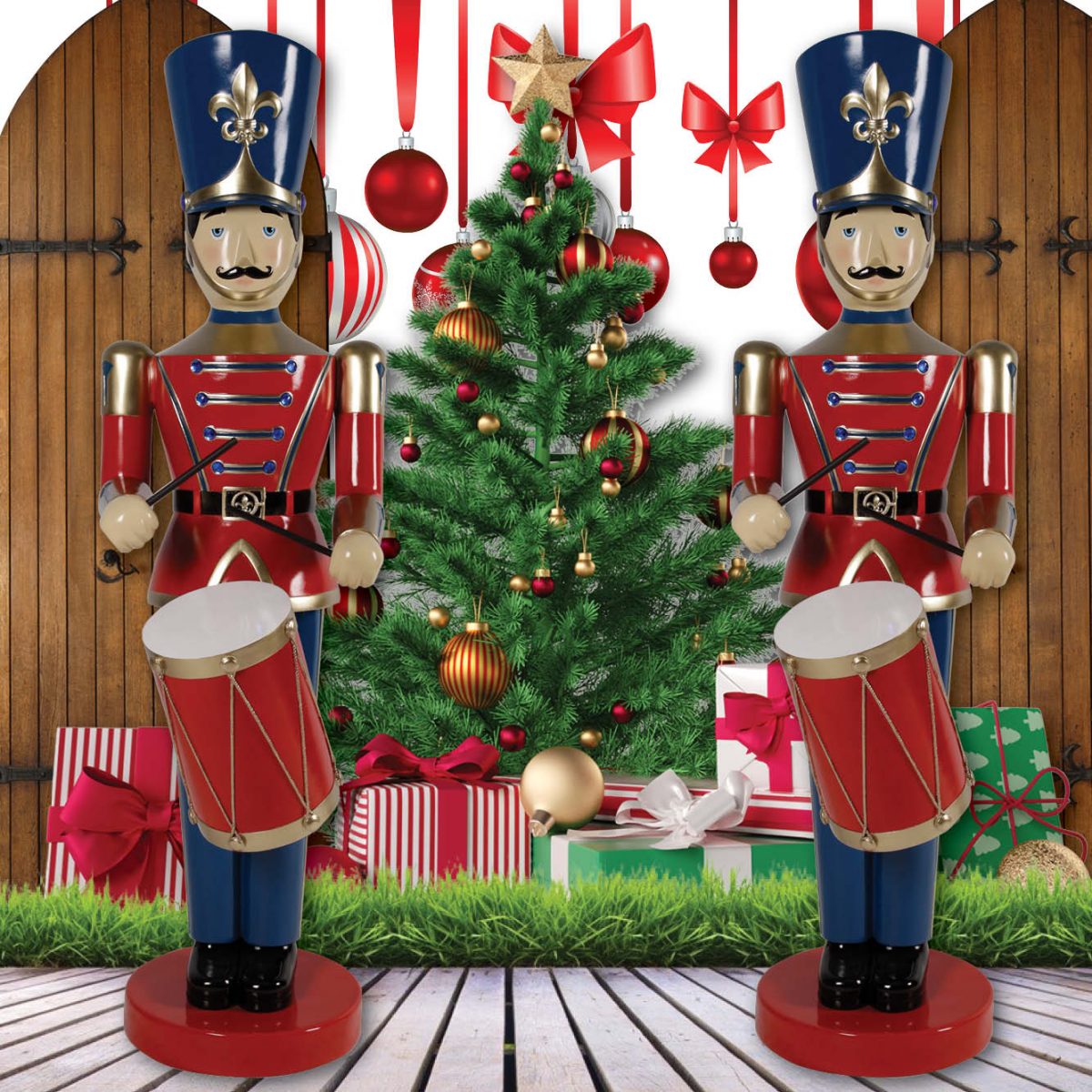 Natureworks Australia ToySoldierwithDrum ft Blue&Red ChristmasProp