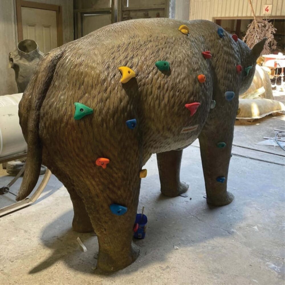 Diprotodon optatum shown with climbing holdz for Playground use - Rear view