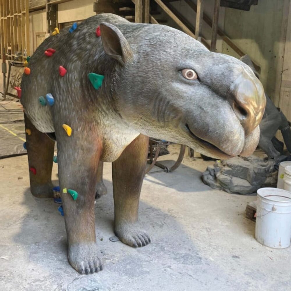 Diprotodon optatum shown with climbing holdz for Playground use - Front view