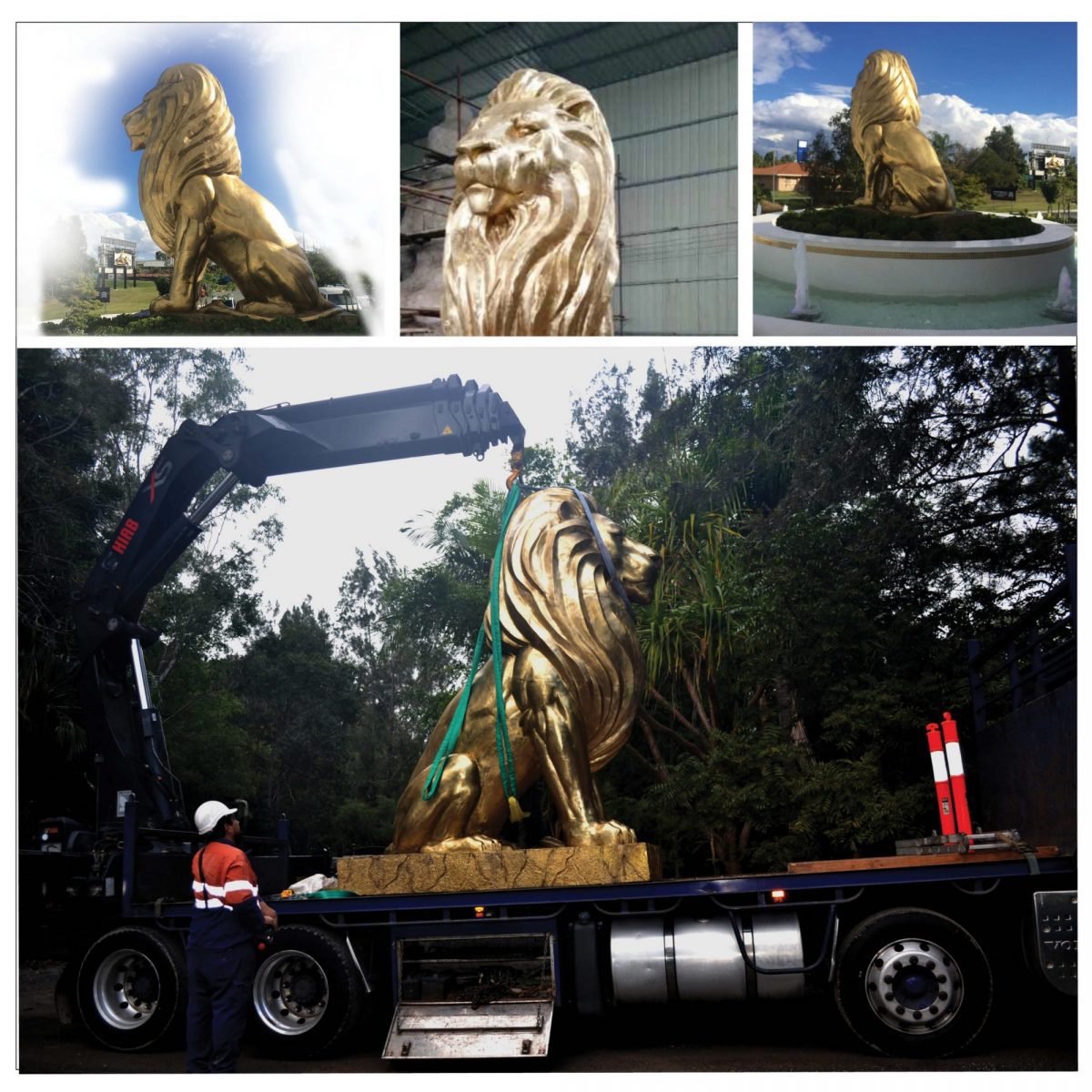 Natureworks Australia ASpectacularcustom designedGiantpolishedBronzelionstatue.