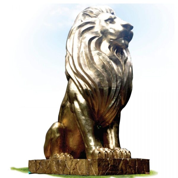 ASpectacularcustom designedGiantpolishedBronzelionstatue.