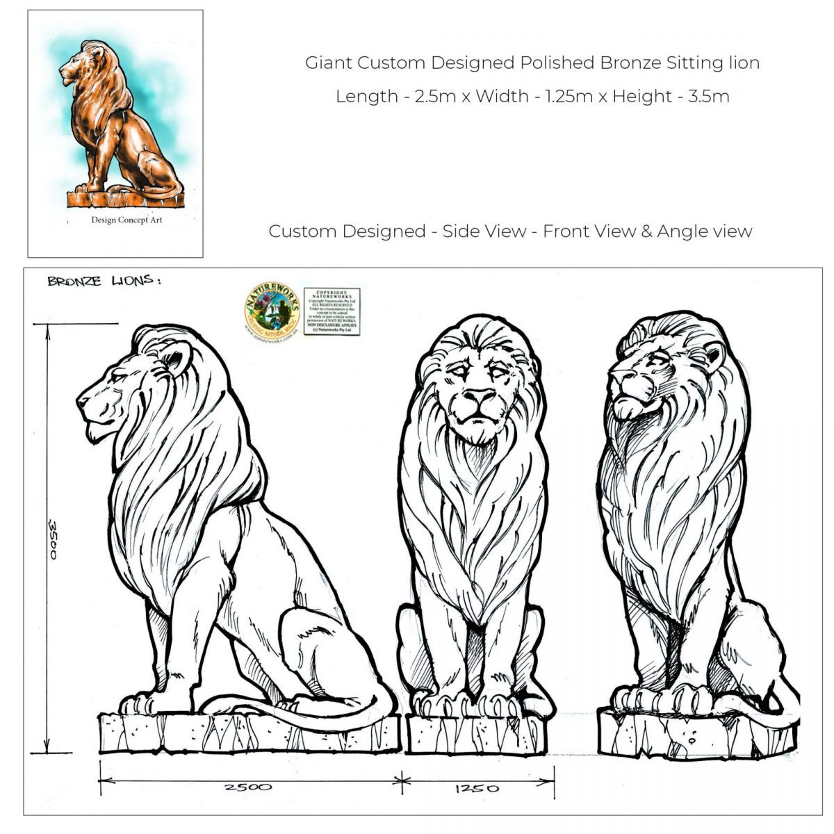Natureworks Australia CustomdesignedGianthotcastbronzelionsculpture ConceptArt