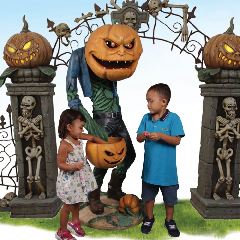Scary Pumpkin Man with Candy Holder