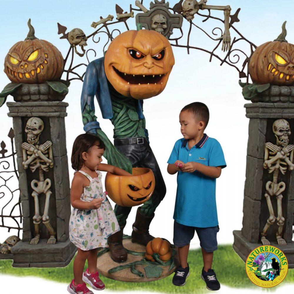 Scary Pumpkin Man with Candy Holder
