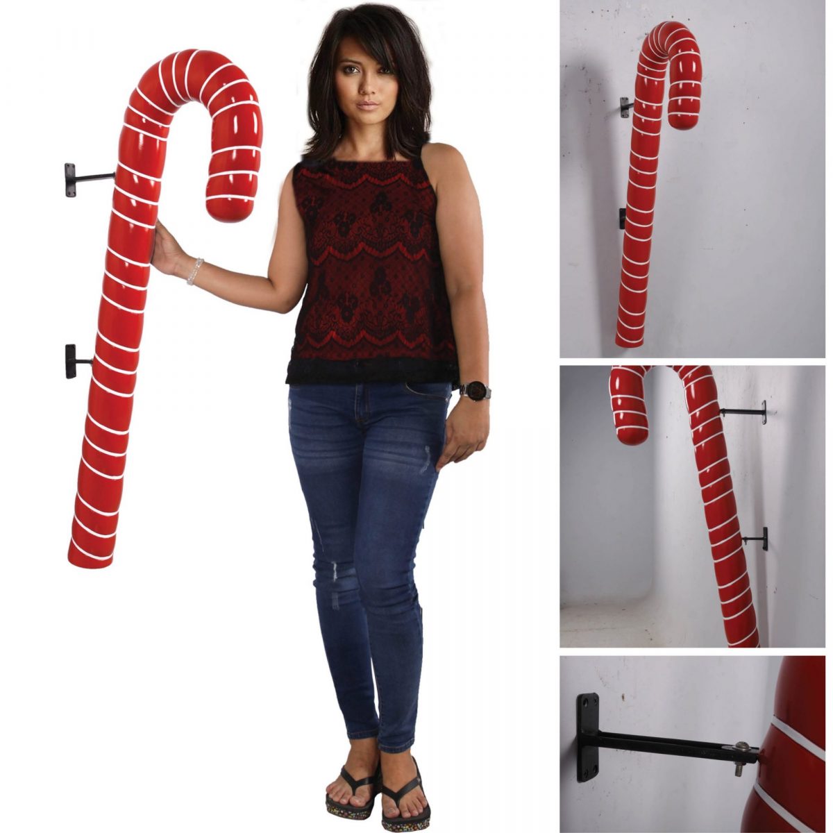Natureworks Australia Candy Cane - 114cm Red with White Stripe_Various Views