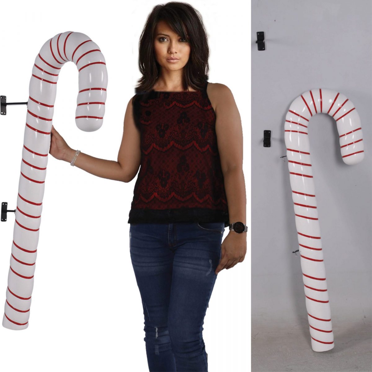 Natureworks Australia Candy Cane - 114cm White with Red Stripe_Various Views