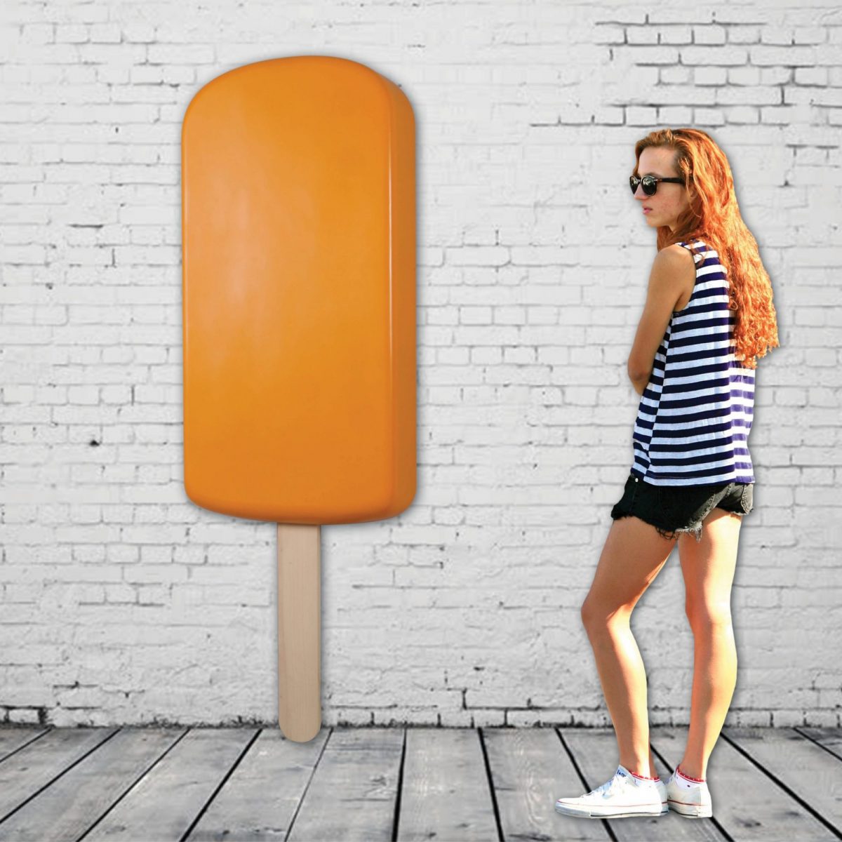 Natureworks Australia Ice Cream Popscile 6ft - Orange - Wall Decor_with girl