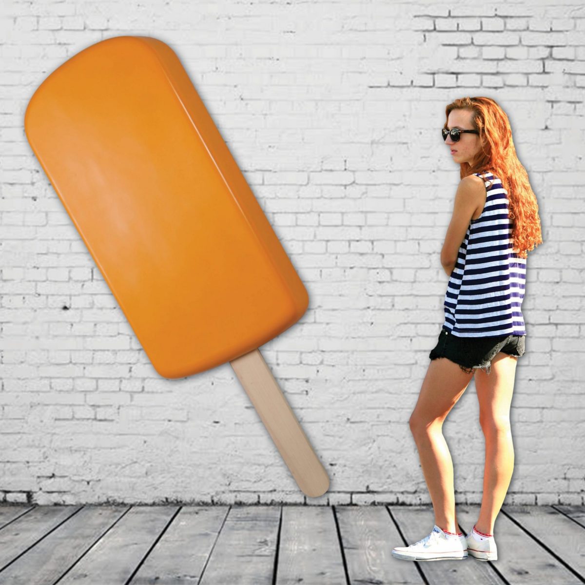 Natureworks Australia Ice Cream Popscile 6ft - Orange - Wall Decor_with girl