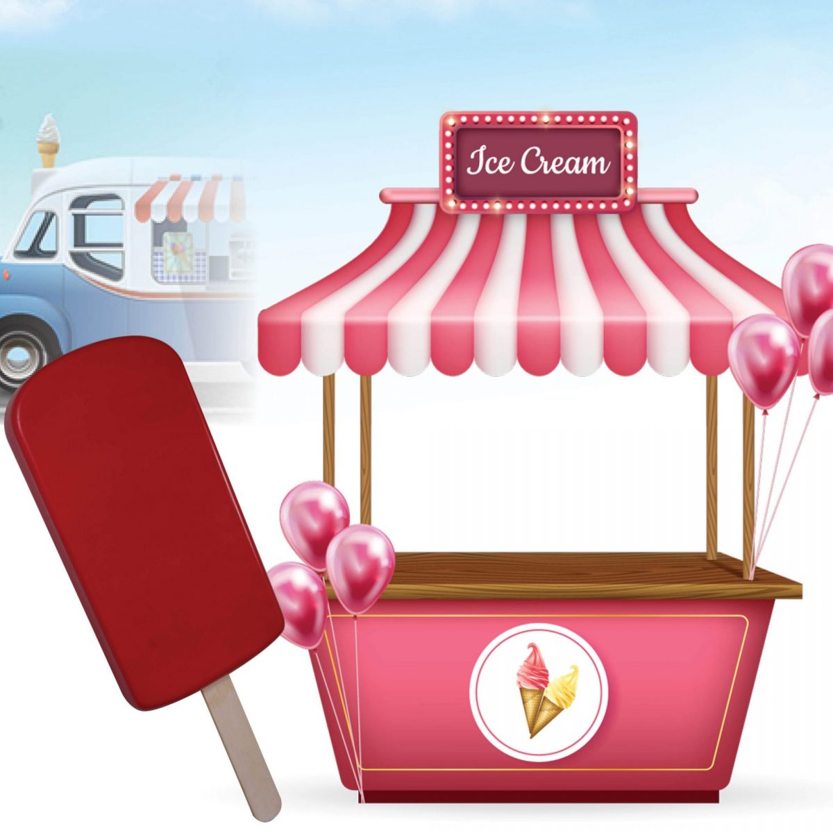 Natureworks Australia Ice Cream Popscile 6ft - Strawberry - Wall Decor