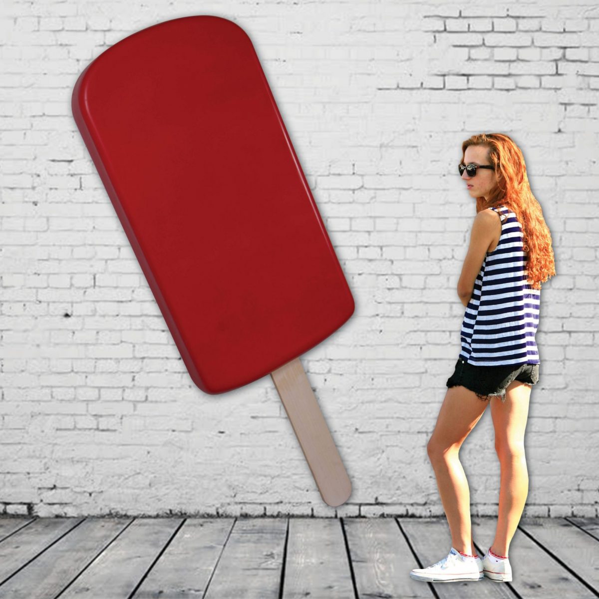 Natureworks Australia Ice Cream Popscile 6ft - Strawberry - Wall Decor_with girl