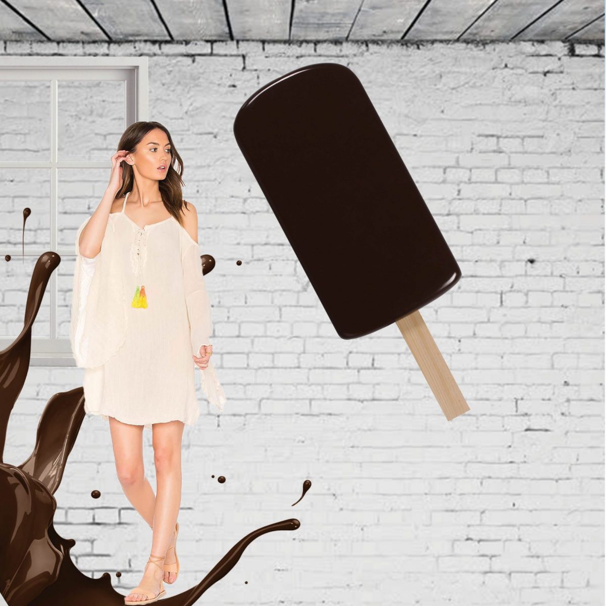 Natureworks Australia Yummy – chocolate-coated ice cream popsicle – 130cm high – wall décor with brackets