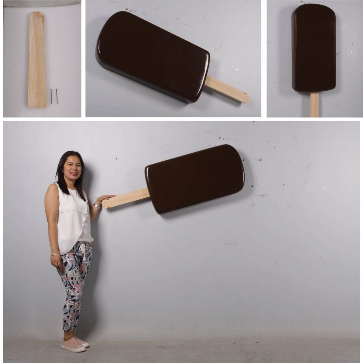 Natureworks Australia Yummy – chocolate-coated ice cream popsicle – 130cm high – wall décor with brackets