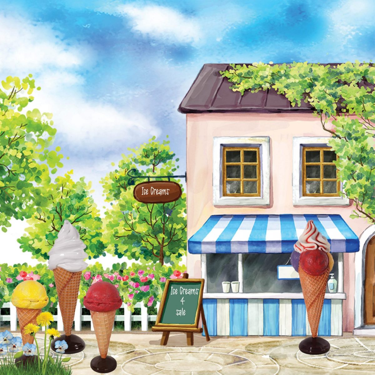 Natureworks Australia Vanilla - Ice cream soft-serve in a waffle cone - 194cm high