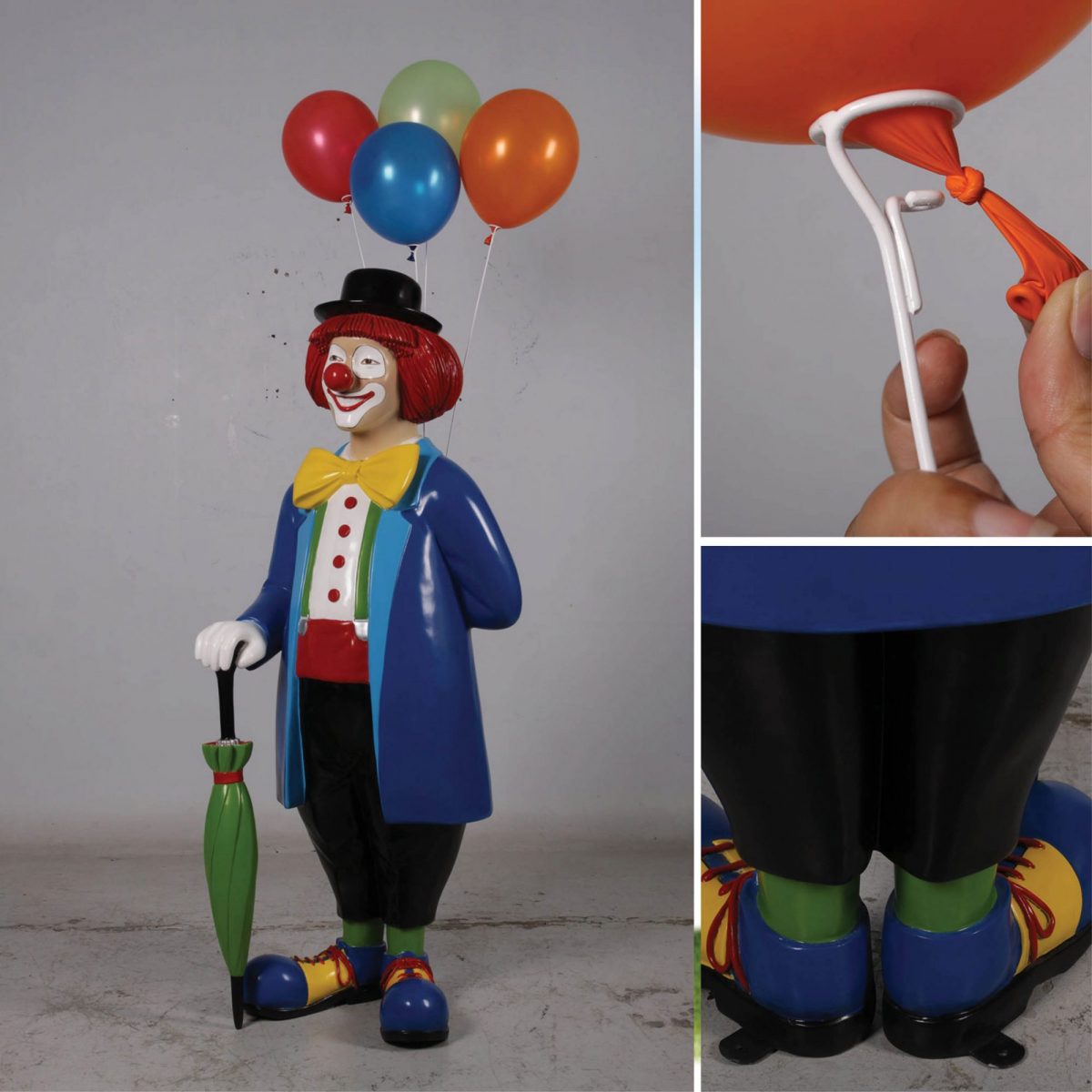 Natureworks Australia Friendly Clown statue with umbrella and baloons