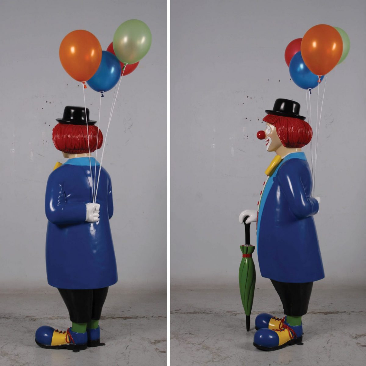 Natureworks Australia Friendly Clown statue with umbrella and baloons