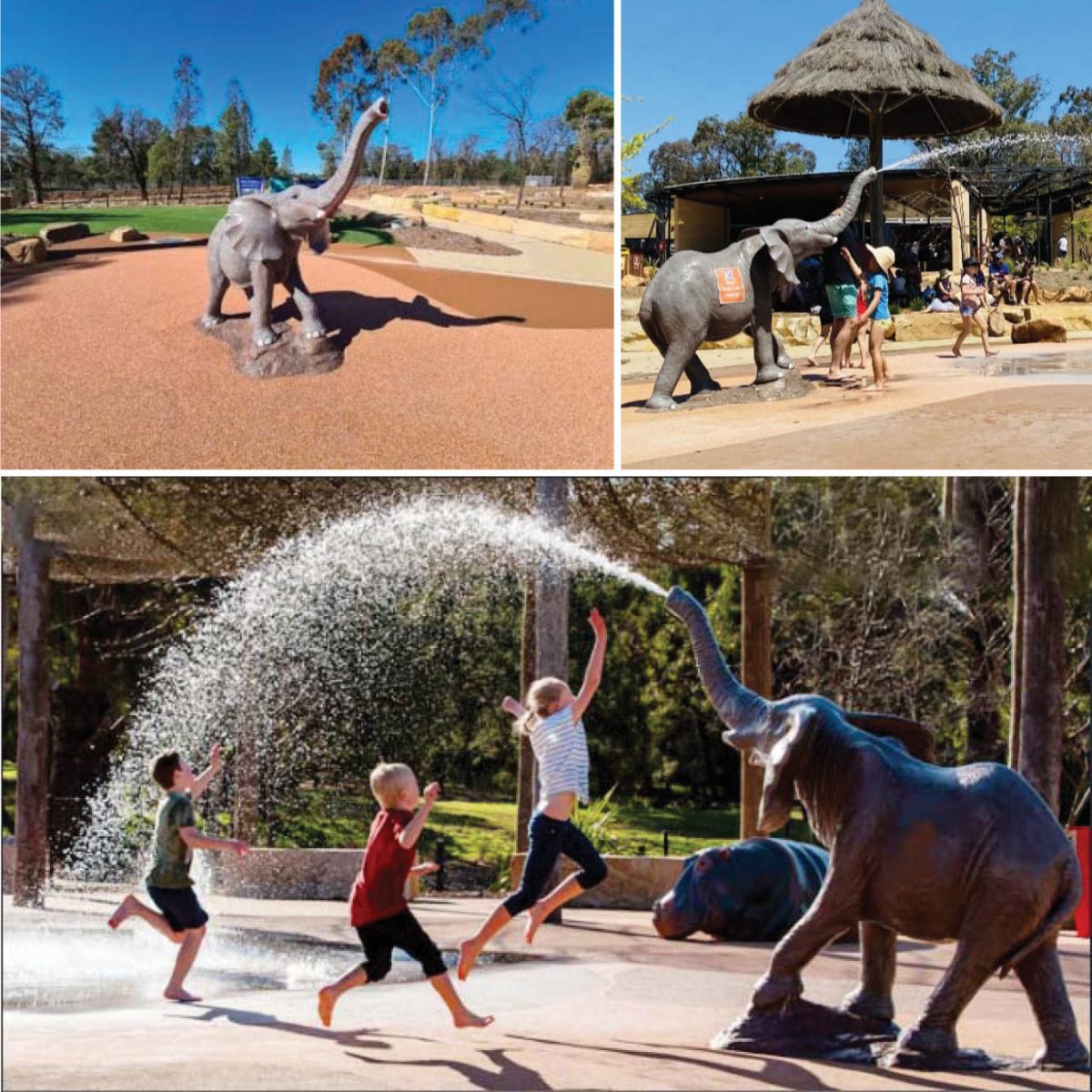 Natureworks Australia Elephant 1.2m high with water spout themed water playground sculptures