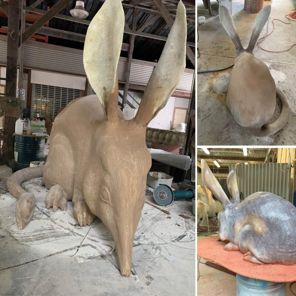 Bilby larger than life-size on base plate_in production