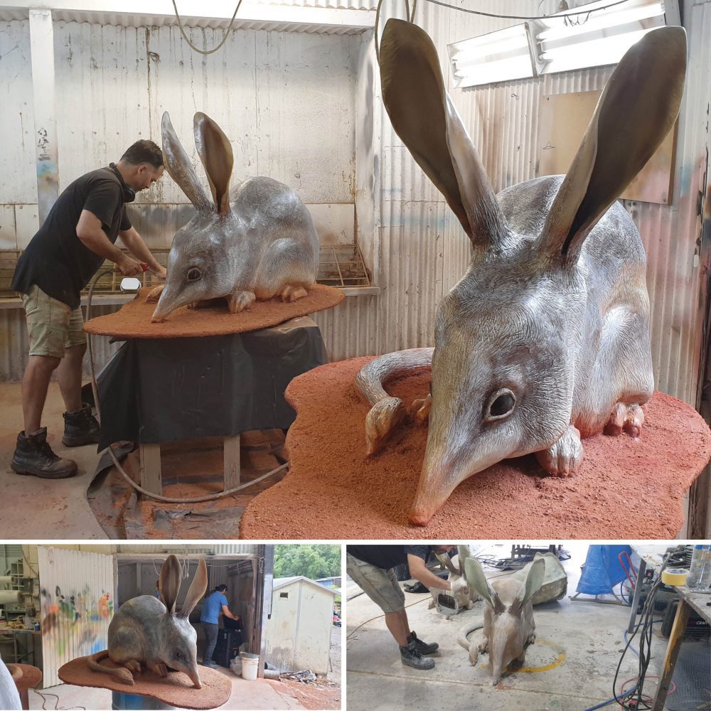Bilby larger than life-size on base plate_in production