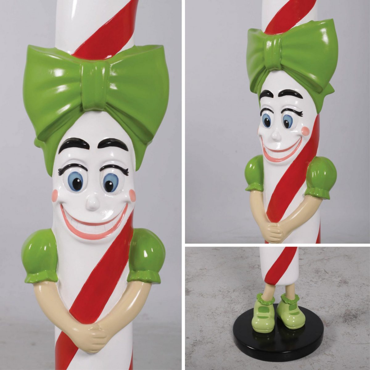 Natureworks Australia Candy Cane girl–Lizzy–Christmas Prop with Green bow and shoes