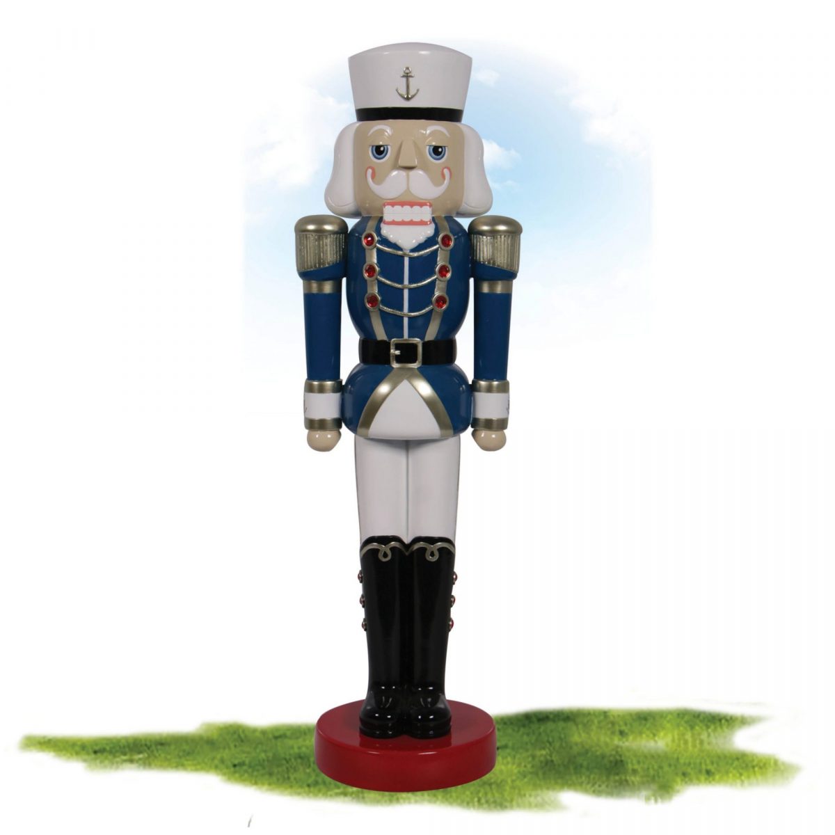 Natureworks Australia Christmas Nutcracker Captain - Blue White and Silver 4ft